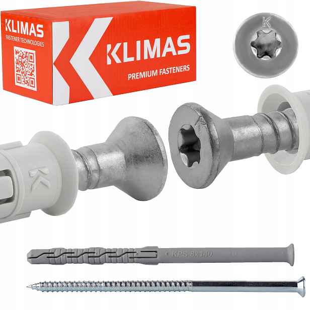Rámové rozpěrné hmoždinky 8x140 mm 50 ks kuželová hlava Torx Klimas Kps-fast