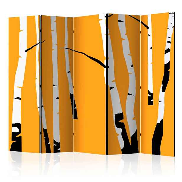 Paraván Birches on the orange background Dekorhome