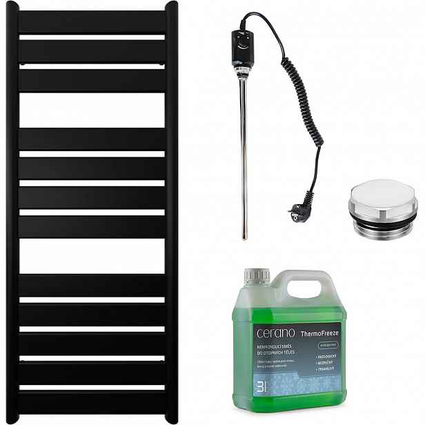 Koupelnový elektrický radiátorový set Arturo - 600W - černá matná - 1200x500 mm