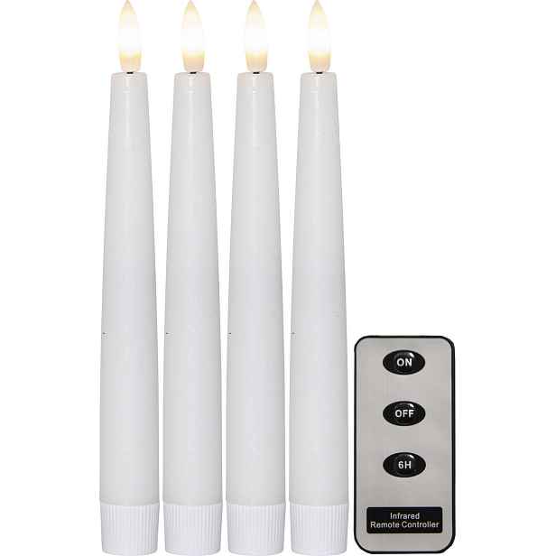 LED svíčka 4 ks výška 20 cm Star Trading Flamme Slim - bílá