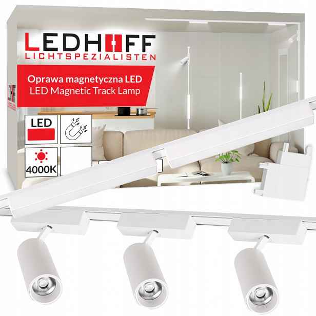 Magnetické kolejnicové osvětlení Listwa 2m 5x reflektor Led lampa Bílá spotová