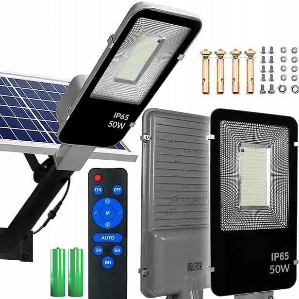 Solární Lampa Led 50W Zahradní Pouliční Lampa Senzor Soumraku Držák