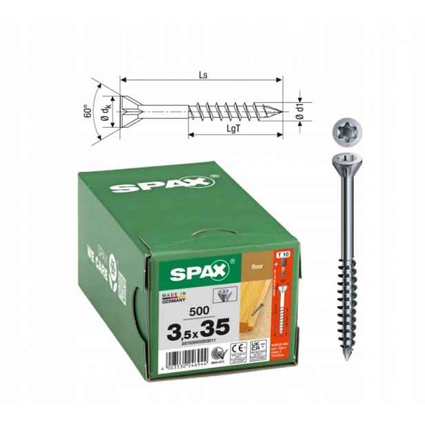 Šrouby do dřeva a podlah Wirox Spax 3,5 x 35 mm 500 ks