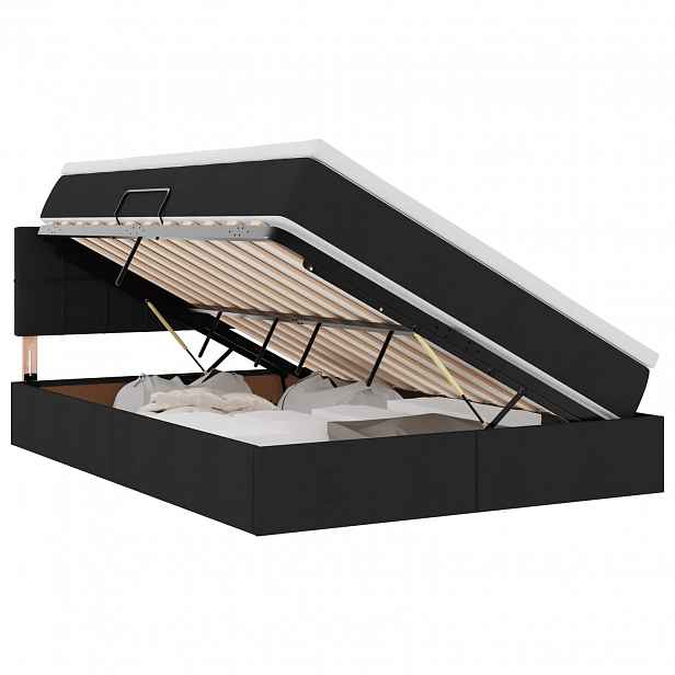 vidaXL Postel s úložným prostorem a matrací Černá 140 x 190 cm Samet