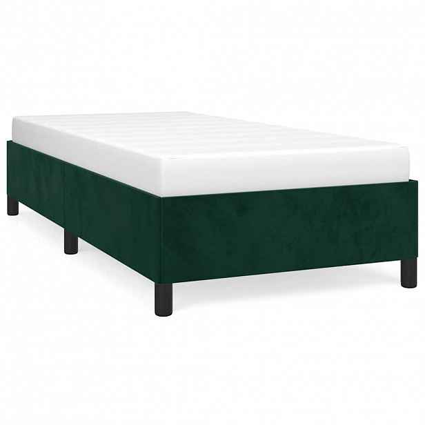 vidaXL Rám postele bez matrace tmavě zelená 90 x 190 cm samet