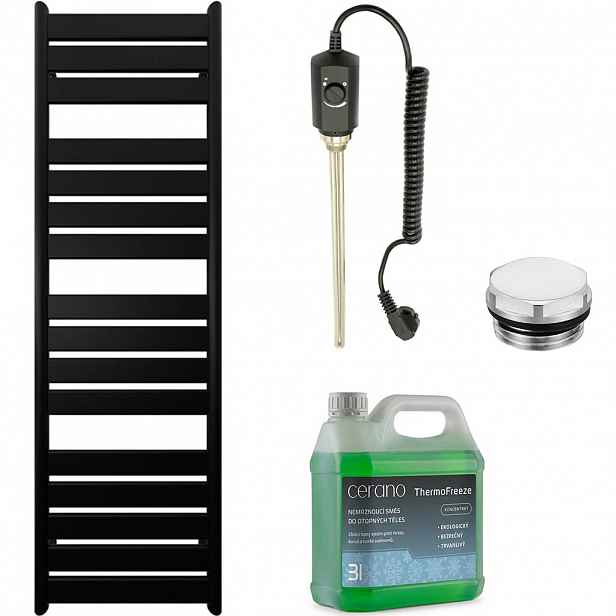 Koupelnový elektrický radiátorový set Arturo - 900W - černá matná - 1600x500 mm