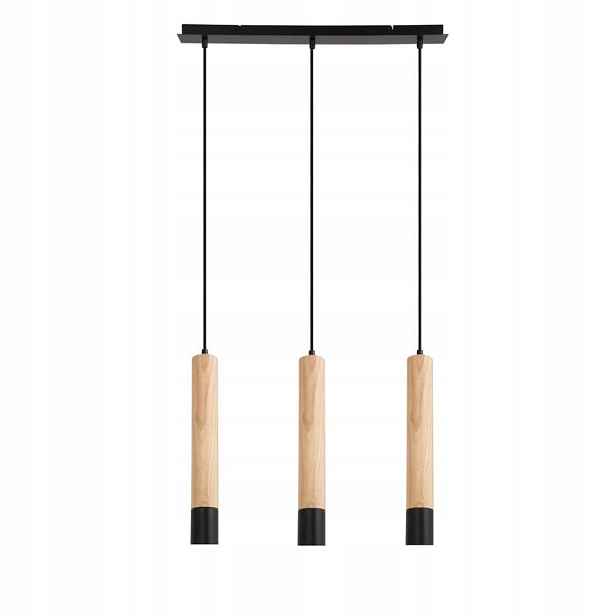Skandinávská trojitá závěsná lampa s dřevěnými trubkami
