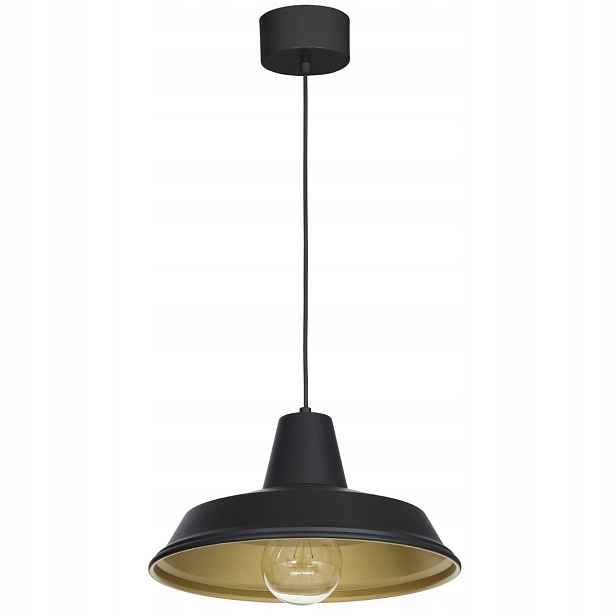 Závěsná lampa loft industriální černá zlatá kulatá 36 cm do kuchyně Luminex