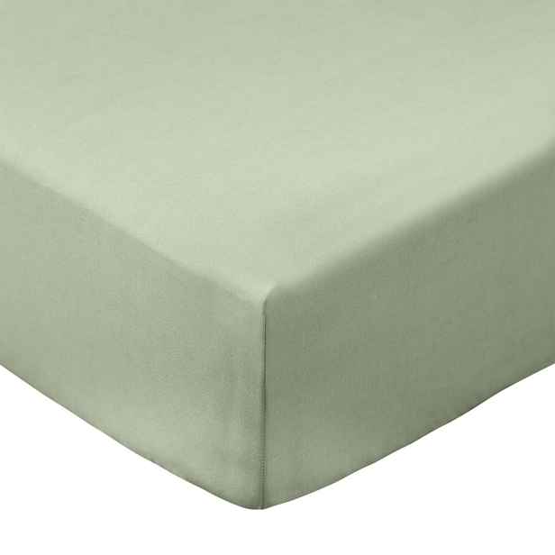 Zelené napínací prostěradlo z bavlněného perkálu 90x190 cm Cotton Percale – Bianca