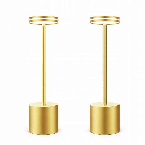 2x Akumulátorová stolní Led lampa Usb 5000 mAh Zlatá Stmívatelná