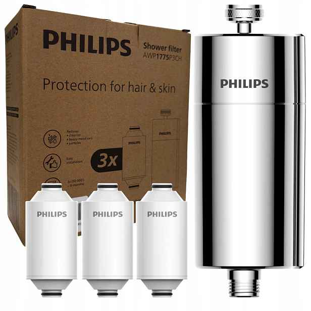 Chromový sprchový filtr Philips AWP1775P3CH/10 3 vyměnitelné vložky AWP175