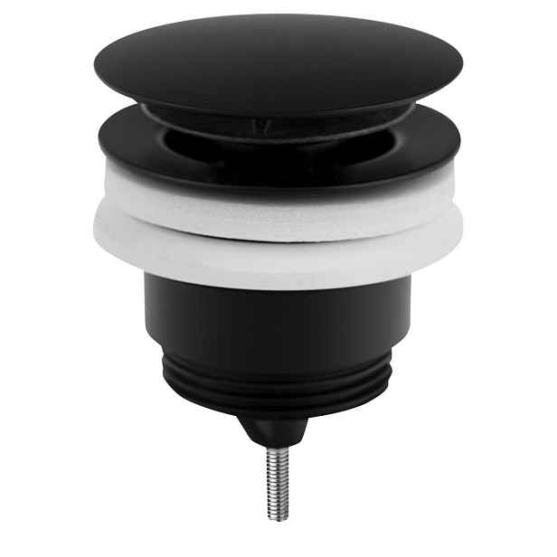 Omp Tea Umyvadlová výpust 5/4“, click-clack, velká zátka, 10-45mm, černá mat