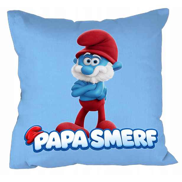 Polštář Modrý The Smurfs Smerfy Taťka Šmoula Dárek Dárek Jméno