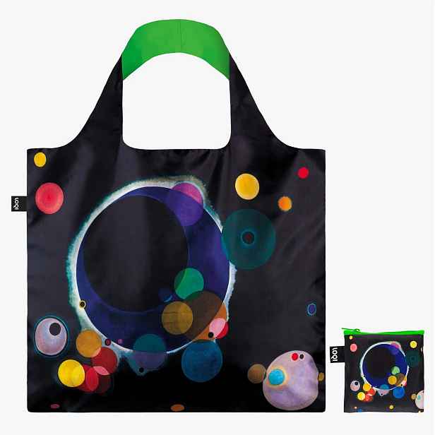 Skládací nákupní taška LOQI WASSILY KANDINSKY Several Circles Neon