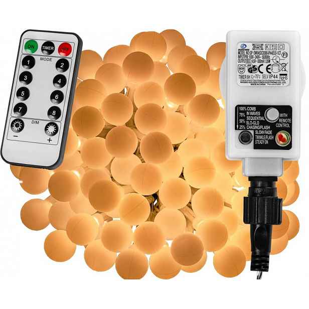 VOLTRONIC® 67300 Párty osvětlení - 5 m, 50 LED diod, teple bílé + ovladač