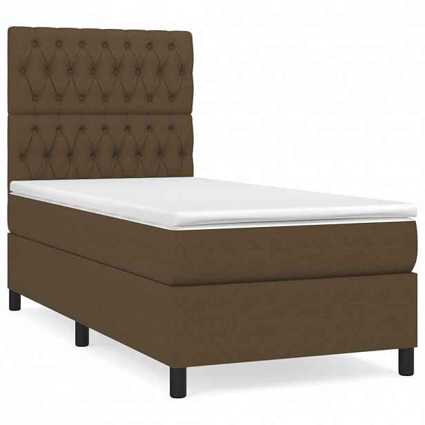 vidaXL Box spring postel s matrací tmavě hnědá 90x190 cm textil