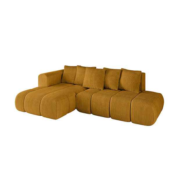 ALTDECOR ROHOVÁ SEDAČKA s funkcí spaní a otomanem, levá CLOUD-L-v1 280x185x90 Hořčicová Manšestr