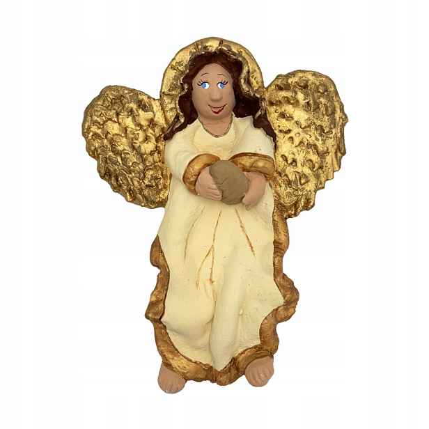 Anděl Závěsná Dekorace Figurka Ze Solné Hmoty Ručně Malovaná 32 CM Žlutá