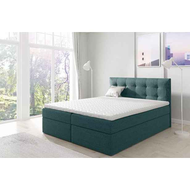 Čalouněná boxspringová postel 140x220 IVANA 1 - modrá + topper ZDARMA