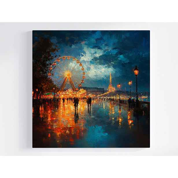 Obraz Na Plátně Plátno Město Paříž Noc Lunapark Diabolský Mlýn 50x50