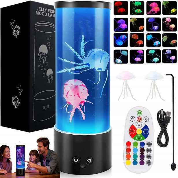 Noční Lampa S Akvarijními Medúzami, Barevné Led Podsvícení, Dárek Pro Dítě