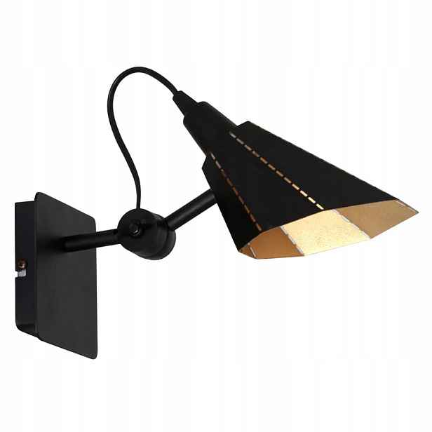 Černá nástěnná lampa s regulací do obývacího pokoje ložnice pro čtení Aldex