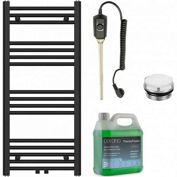 Koupelnový elektrický radiátorový set Benito - 300W - černá matná - 1000x450 mm