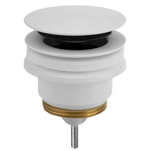 Omp Tea Umyvadlová výpust 5/4“, click-clack, velká zátka, 10-45mm, bílá mat