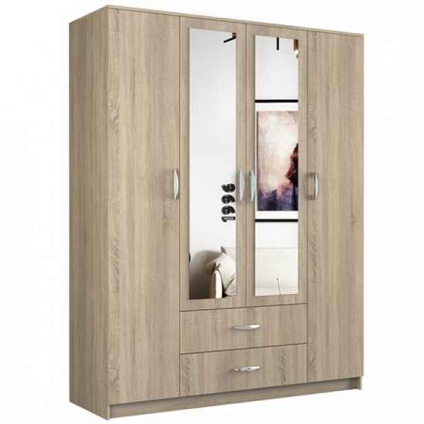 Šatní skříň ROMANA se zrcadlem 160 cm dub sonoma