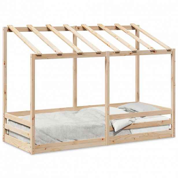 vidaXL Dětská postel se střechou 75 x 190 cm masivní borové dřevo