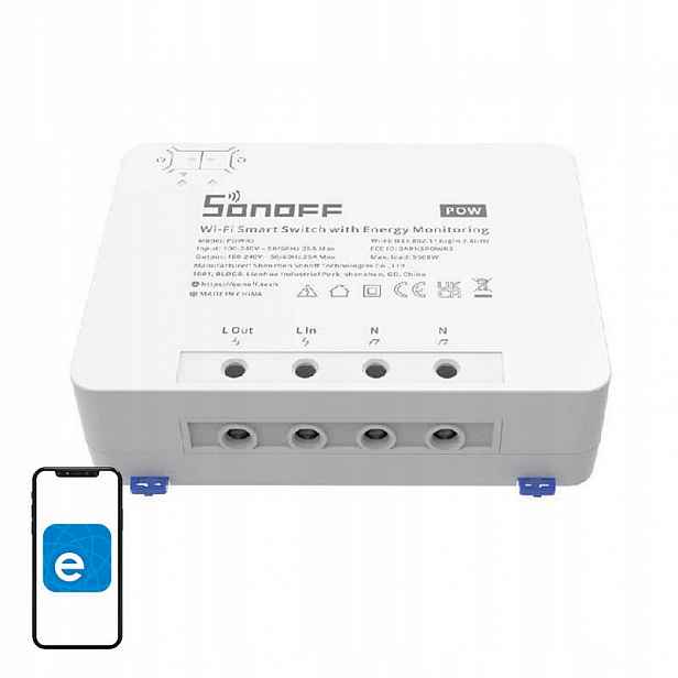 Inteligentní Wifi Spínač Sonoff POWR3 S Měřením Energie 5500 W