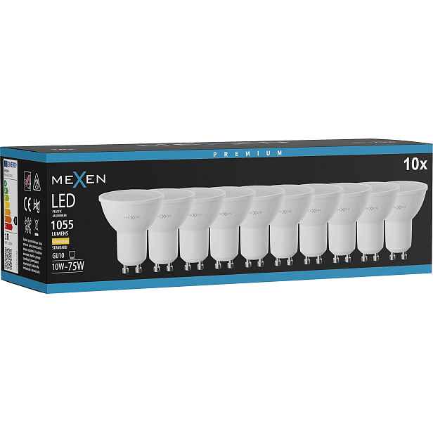 Mexen Nova 10X Led Žárovka GU10 10W Teplá Bílá 3000K 1055 LM