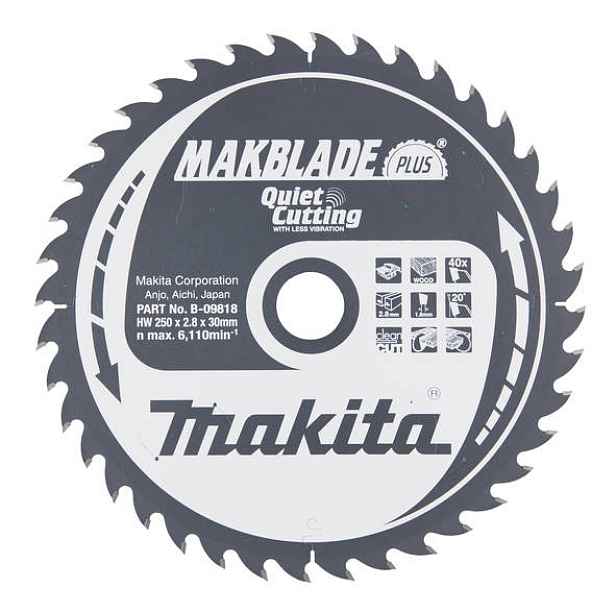 Řezací kotouč na dřevo Makita B-09818 250x30 mm 40Z Makblade