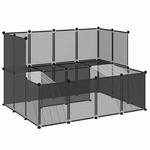 vidaXL Klec pro malá zvířata černá 143 x 107 x 93 cm PP a ocel