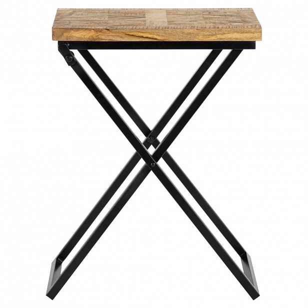 WOMO-DESIGN ODKLÁDACÍ STOLEK 48x35x63 cm přírodní-černý z mangového dřeva
