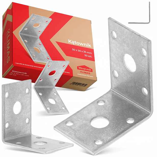 50x Tesařský Úhelník 50x50x35 Úhlový Montážní Spojovač Dřeva Stavba 1K