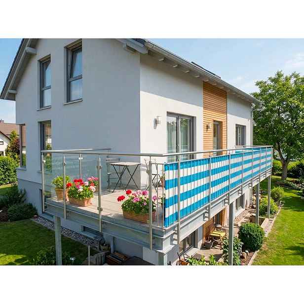 Bílo-modrá plastová balkonová zástěna 500x90 cm – Garden Pleasure