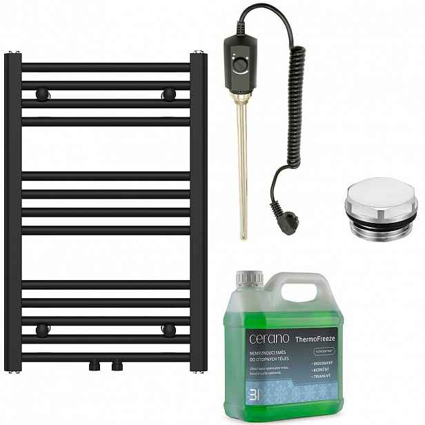 Koupelnový elektrický radiátorový set Benito - 300W - černá matná - 700x450 mm