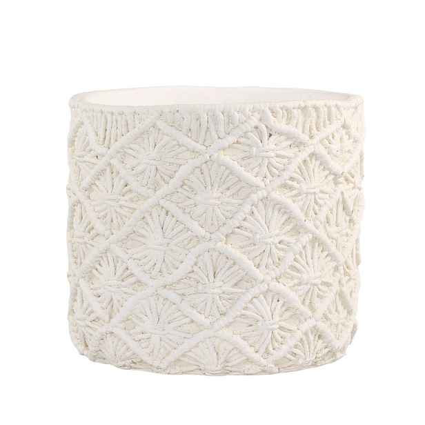 Krémový obal na květináč s pleteným vzorem Corte - Ø 22*21cm Chic Antique