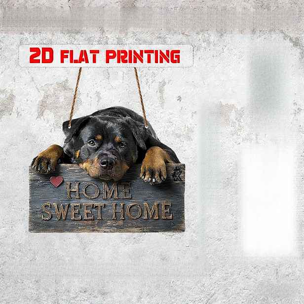 TEMU 2D plochý tisk, 1 ks Rotweiler, logo pro milovníky psů, dřevěná nástěnná dekorace, s hnědým designem Rotweilera, odolná dekorace pro