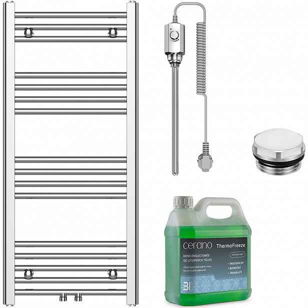 Koupelnový elektrický radiátorový set Benito - 300W - chrom - 1000x450 mm