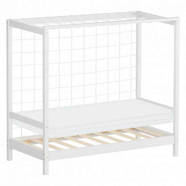 ML-DESIGN DĚTSKÁ postýlka ve tvaru fotbalové brány s matrací 70 x 140 cm, bílá