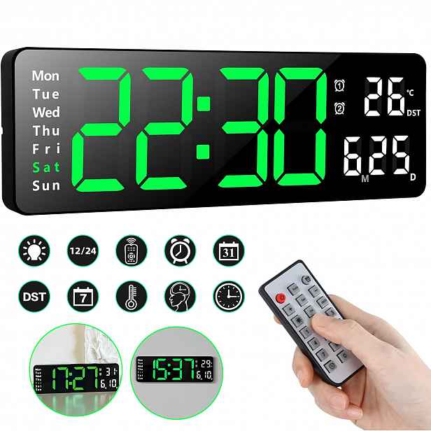 Digitální Nástěnné Hodiny 13" Led Nástěnné Hodiny Velký Displej Digitální Budík