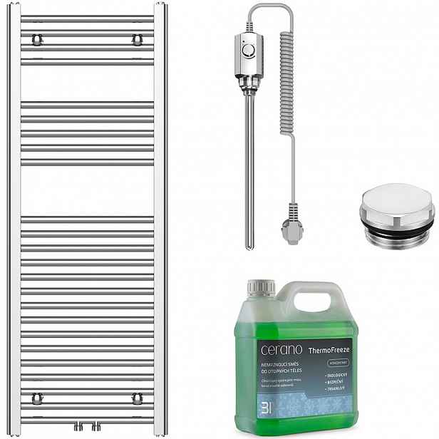 Koupelnový elektrický radiátorový set Benito - 300W - chrom - 1200x450 mm