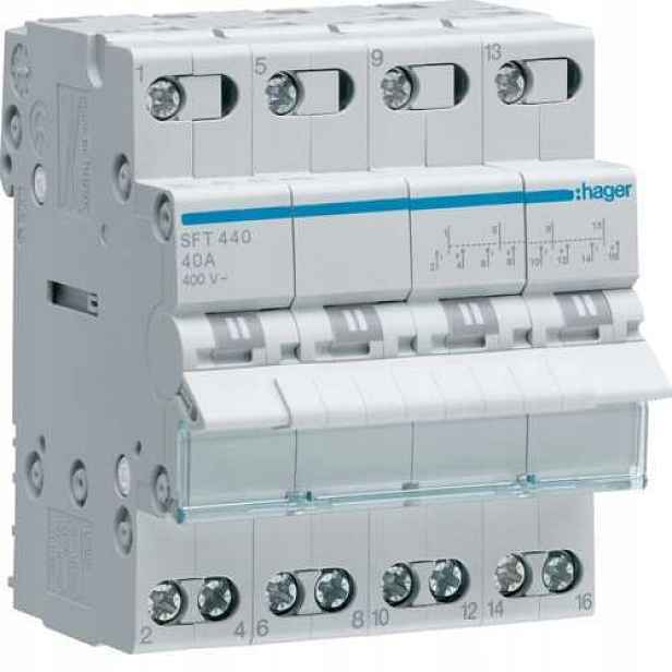 Modulární instalační přepínač I-0-II 4P 40A 400VAC SFT440 Hager