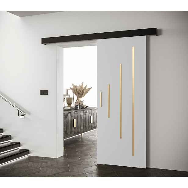 Posuvné dveře se zlatým úchytem SALOME 11 - 80 cm, bílé / černé