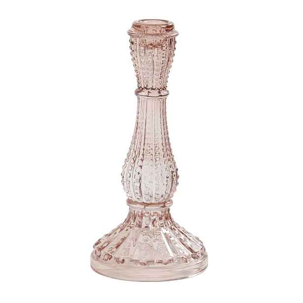 Růžový skleněný svícen Aguale - Ø 10*21 cm Light & Living