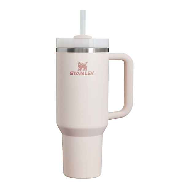 Světle růžová termoska s brčkem z nerezové oceli 1,18 l Quencher H2.0 FlowState Tumbler Rose Quartz – Stanley