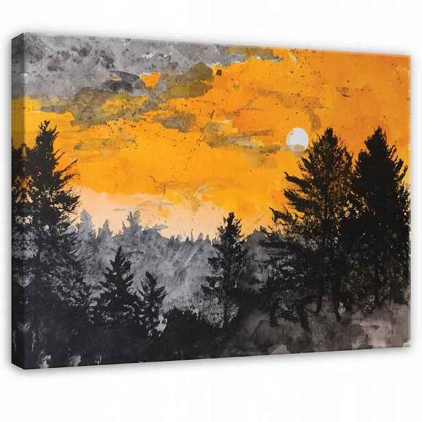 Wallarena TISK NA PLÁTNĚ Forest Arbres Orange 100x70 cm