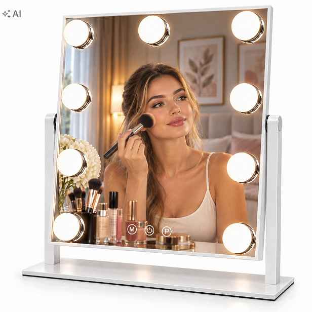 Zrcadlo na make-up Led podsvícené -3 barvy 20x30 cm Stojící kosmetické